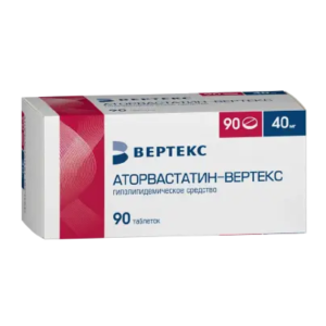 Аторвастатин-Вертекс таблетки покрытые плёночной оболочкой 40мг №90
