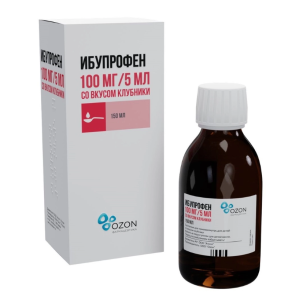 Ибупрофен суспензия для приёма внутрь для детей со вкусом клубники 100мг/5мл флакон 150мл