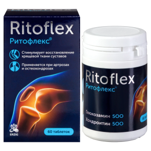 Ритофлекс Глюкозамин 500 + хондроитин 500 таблетки массой 1100мг №60