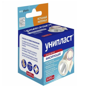 Унипласт лейкопластырь фиксирующий на нетканой основе 5х500см №1