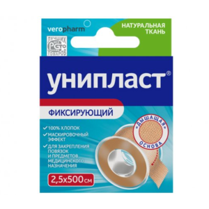 Унипласт лейкопластырь фиксирующий на основе натуральной ткани 2,5х500см №1
