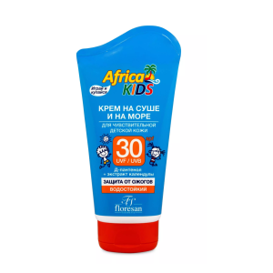 Африка кидс крем солнцезащитный на суше и на море для чувствительной детской кожи SPF30 туба 150мл