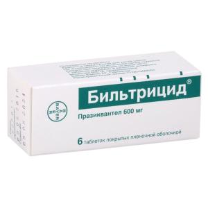 Бильтрицид таблетки покрытые плёночной оболочкой 600мг №6