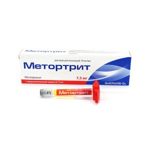 Метортрит раствор для инъекций 10мг/мл шприц 0,75мл №1 + игла