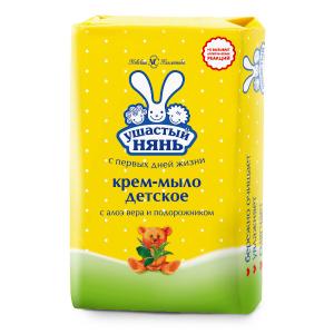 Ушастый нянь крем-мыло детское с алоэ вера и подорожником 90г