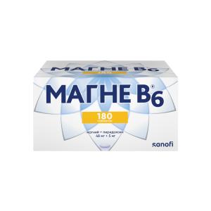Магне B6 таблетки покрытые плёночной оболочкой 48мг+5мг №180