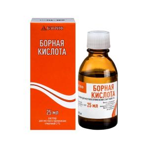 Борная кислота раствор для местного применения спиртовой 3% 25мл