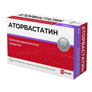 Аторвастатин Велфарм таблетки покрытые плёночной оболочкой 40мг №60