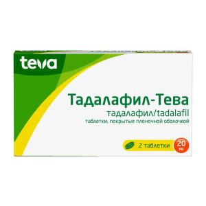 Тадалафил-Тева таблетки покрытые плёночной оболочкой 20мг №2