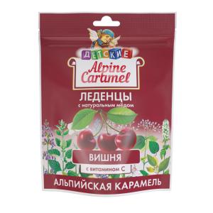  Alpine Caramel Альпийская Карамель леденцы детские с натуральным медом и витамином С Вишня пакет 75г