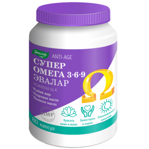 Супер Омега 3-6-9 Эвалар капсулы массой 1,2г №80 