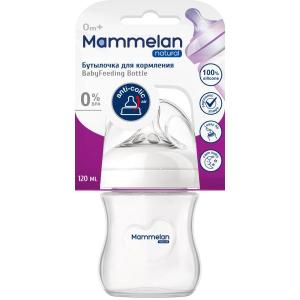Mammelan бутылочка для кормления противоколиковая с силиконовой соской и широким горлом 0+ 120мл