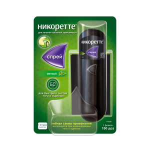 Никоретте спрей для слизистой оболочки полости рта дозированный мятный 1мг/доза 13,2мл 150доз №1