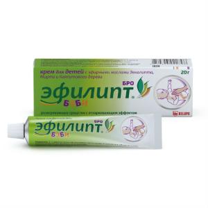 Эфилипт бро бэби крем для детей разогревающий с отхаркивающим эффектом туба 20г