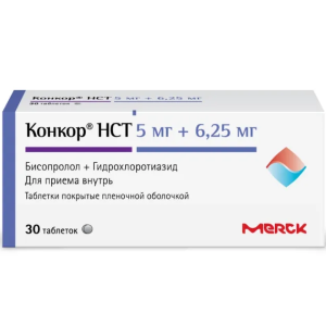 Конкор НСТ таблетки покрытые пленочной оболочкой 5мг+6.25мг №30 