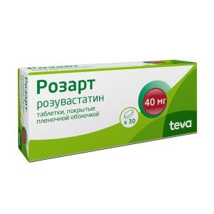 Розарт таблетки покрытые плёночной оболочкой 40мг №30