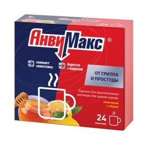 АнвиМакс порошок для приготовления раствора для приёма внутрь лимонный с мёдом пакетики 5г №24